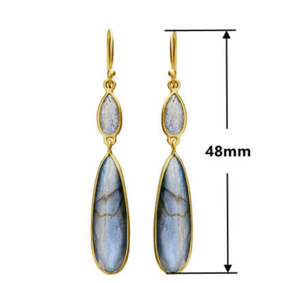 New 18k gold plated moonstone earrings - Picture 2 of 3